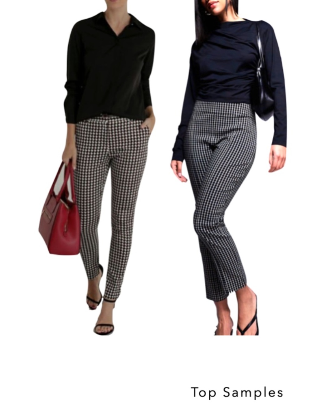 Loft black and white squares pattern curvy skinny pants size 8 | 29" - Picture 9 of 11